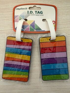 NWT Magellan Rainbow Stripe Luggage ID Tags Set of 2